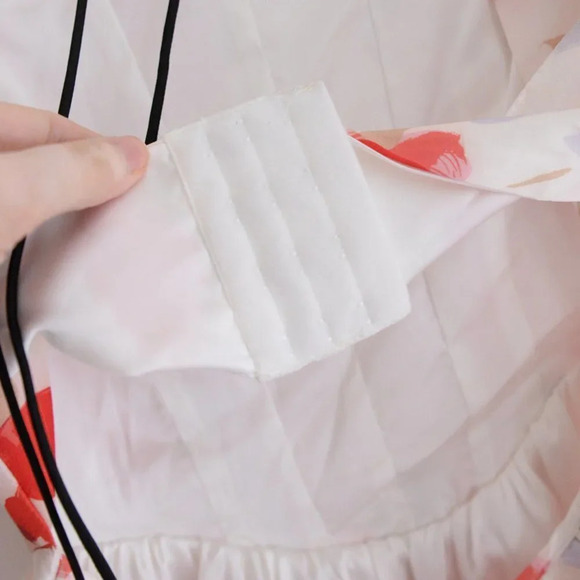 For Love & Lemons Jesse Puff Sleeve Floral  Mini Dress Cream & Red S NWT - Picture 11 of 14